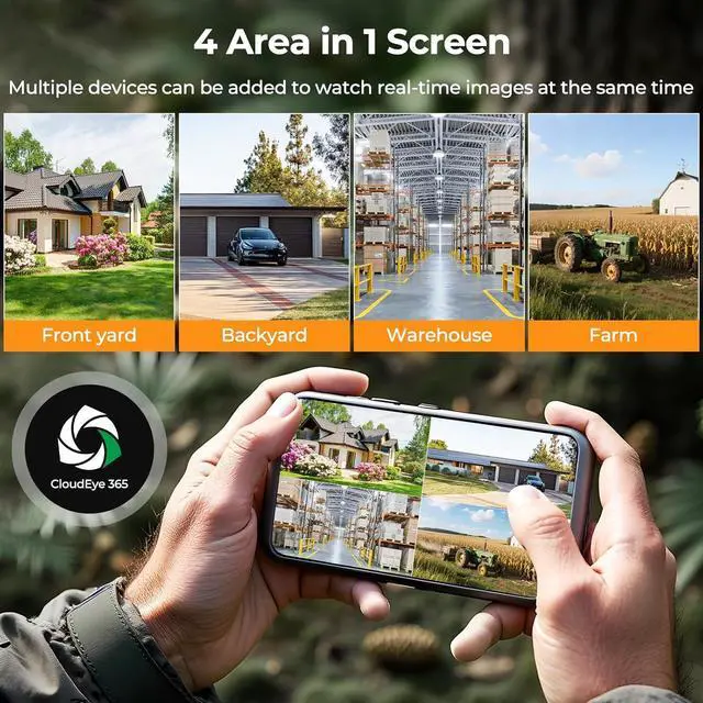 Alt view image 3 of 7 - Trail Camera 2 Pack, 4G LTE Cellular Trail Camera with Built-in SIM Card 2.5K HD Live Streaming Solar Panel 4 Area in 1 Screen Night Vision Motion Activated Game Camera for Hunting & Outdoor