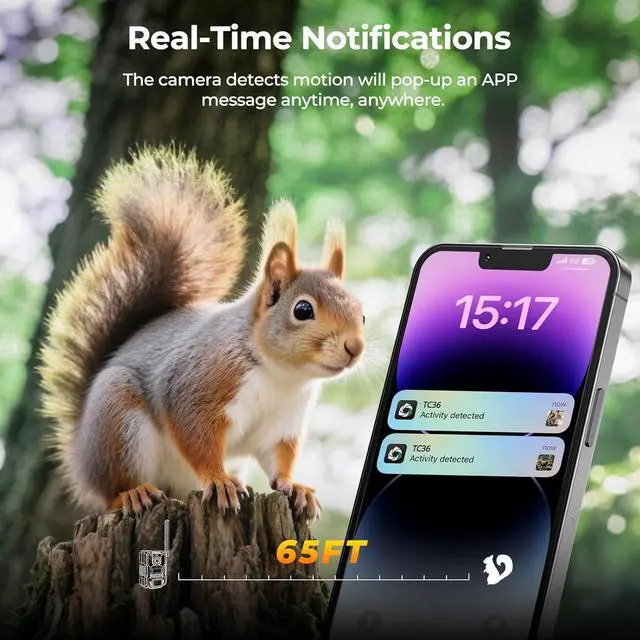 Alt view image 6 of 7 - Trail Camera 2 Pack, 4G LTE Cellular Trail Camera with Built-in SIM Card 2.5K HD Live Streaming Solar Panel 4 Area in 1 Screen Night Vision Motion Activated Game Camera for Hunting & Outdoor