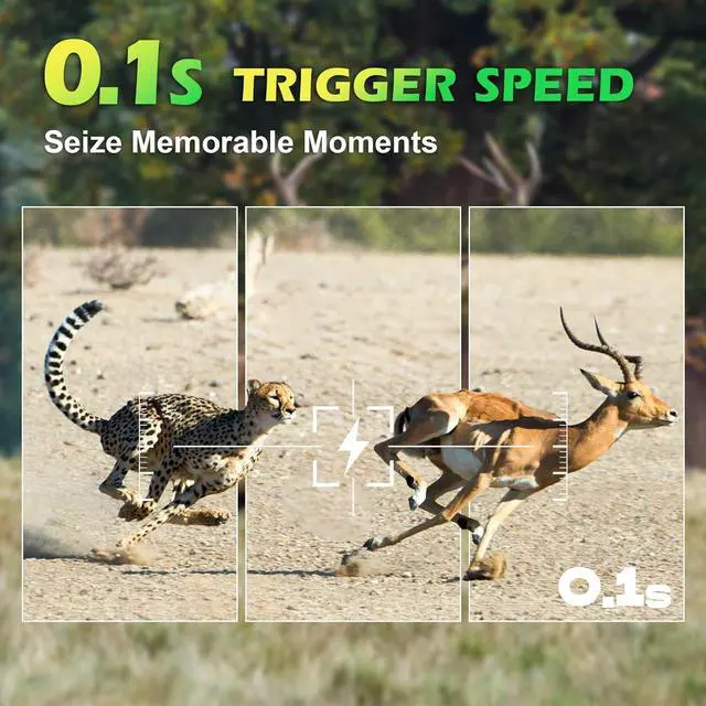 Alt view image 6 of 7 - Trail Camera Sends Pictures to Cell Phone, 60MP 4K Game Camera 0.1s Trigger, Solar Trail Camera with 5200mAh Battery, IP66 Waterproof with 32GB SD Card, Trail Cam for Outdoor Wildlife Detection