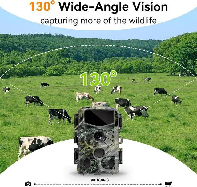 Alt view image 4 of 7 - Trail Camera, 48MP 4K Game Camera with 0.1s Trigger Time, 130°Wide-Angle, Trail Cameras with Night Vision Motion Activated Waterproof IP66, 2.0Screen Trail Cam for Wildlife Monitoring