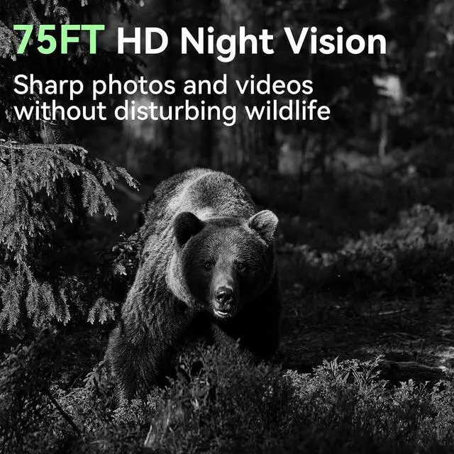 Alt view image 6 of 7 - Trail Camera, 48MP 4K Game Camera with 0.1s Trigger Time, 130°Wide-Angle, Trail Cameras with Night Vision Motion Activated Waterproof IP66, 2.0Screen Trail Cam for Wildlife Monitoring