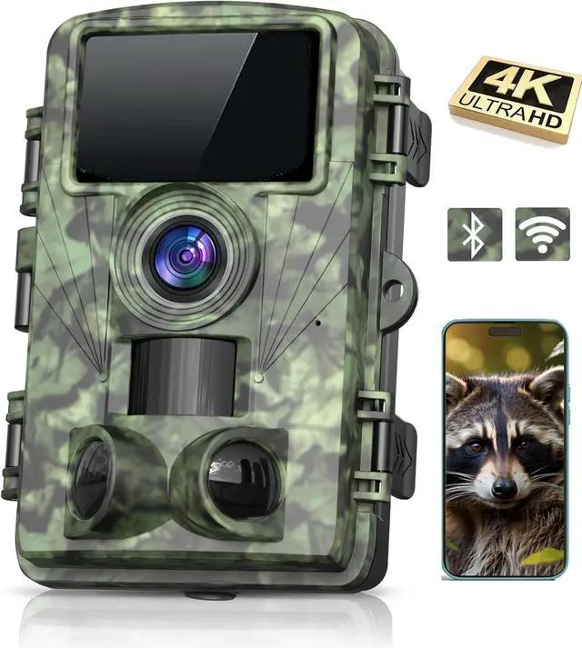 Main image of 4K 48MP Trail Camera WiFi Game Camera with Low Glow Night Vision Motion Activated, Cell Phone App 130° 0.05s Trigger Speed for Outdoor Wildlife Deer,Green