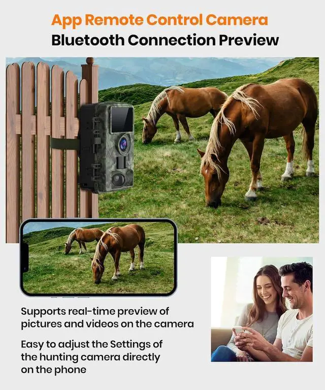 Alt view image 3 of 7 - 4K 48MP Trail Camera WiFi Game Camera with Low Glow Night Vision Motion Activated, Cell Phone App 130° 0.05s Trigger Speed for Outdoor Wildlife Deer,Green