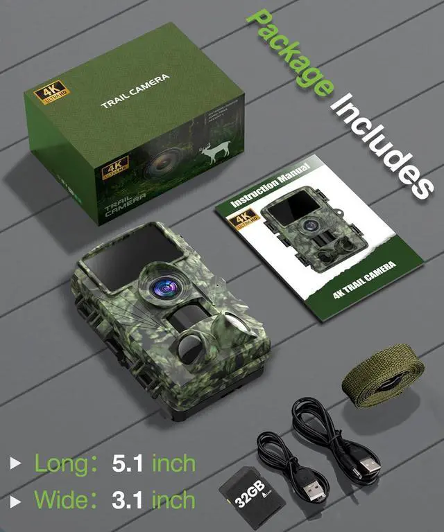 Alt view image 7 of 7 - 4K 48MP Trail Camera WiFi Game Camera with Low Glow Night Vision Motion Activated, Cell Phone App 130° 0.05s Trigger Speed for Outdoor Wildlife Deer,Green