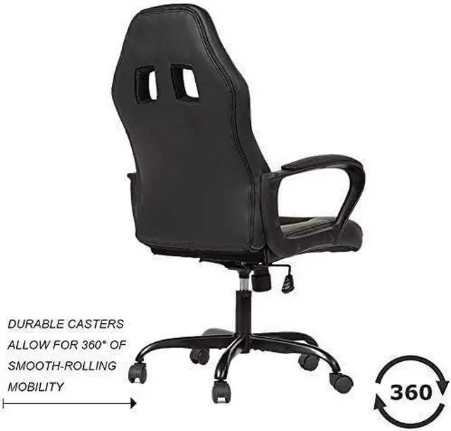 Alt view image 4 of 5 - Office Chair Gaming Desk Racing Gaming Chair, PC Gaming Ergonomic Racing Heavy Duty Office Video Game Chair, PU Leather Racing Chair for Home Office Computer Gaming Chairs Video Game Chairs - Black