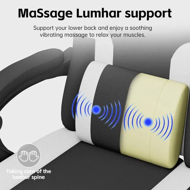 Alt view image 5 of 7 - HapGIFT Gaming Chairs, Computer Chair with Footrest and Massage Lumbar Support, Ergonomic Swivel Gamer Chair, Reclining Gaming Chairs with Armrests, Headrest for Adults, 300LBS, Black-White