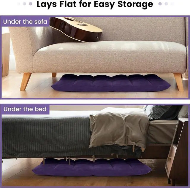 Alt view image 7 of 7 - 14-Position Floor Chair, Floor Gaming Chair w/Soft Coral Fleece, Alloy Steel Frame, Padded Lazy Couch Recliner, Floor Chair with Back Support for Reading, Meditating, Playing Game (Violet)