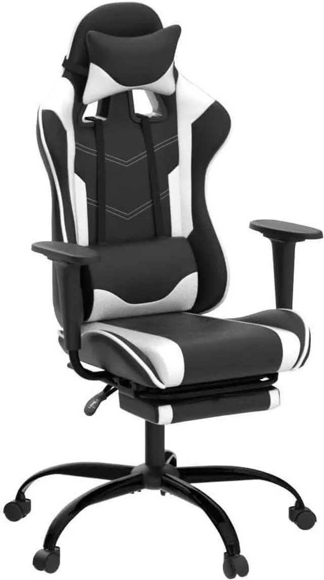 Alt view image 5 of 7 - Gaming Chair Computer Chair Ergonomic Gaming Chair with Footrest Reclining High Back Video Game Chair with Lumbar Support Headrest Armrest Swivel Seat for Women, Men (White)