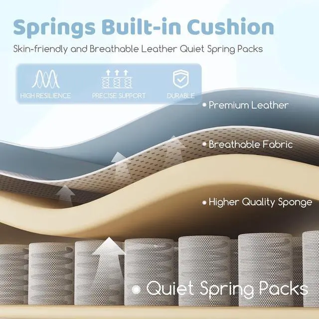 Alt view image 4 of 7 - Gaming Chairs, Comfy Video Game Chair for Adults with Cat Ears Pocket Spring Cushion Massage Lumbar Support & Headrest, Ringing Accessories Cute Leather Ergonomic Computer Chair for Girls, Blue/White