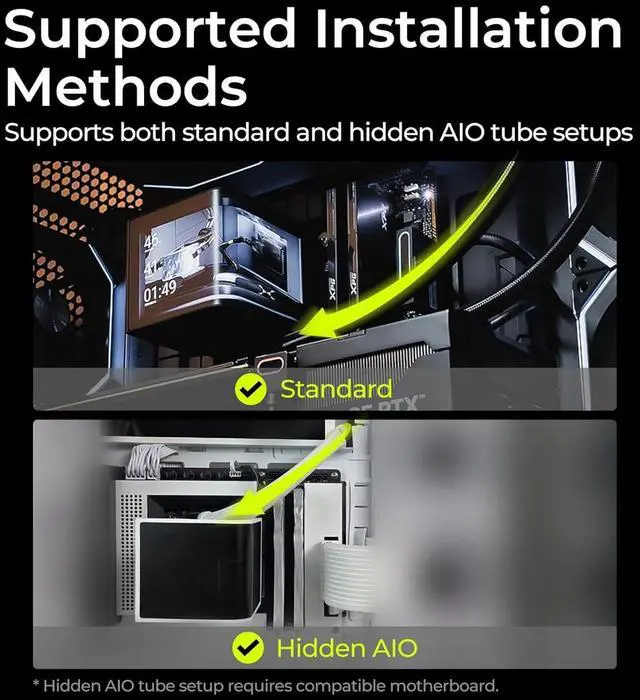 Alt view image 5 of 7 - Panorama SE 360 ARGB 360mm AIO Rotatable 6.67'' AMOLED Curved Screen 3D Anamorphic Effect Customizable AIO Cooler 360mm Asetek Adela Pump 280w TDP ARGB Fan  LGA 1851/1700 AMD AM5/AM4