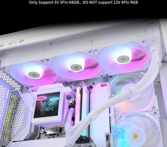 Alt view image 6 of 6 - Grand Vision 360 ARGB White CPU AIO Cooler,PC 360 Specification Water Cooler System,IPS LCD Screen with 480x480 Resolution and 3.4inch,for AM4/AM5& LGA1700/1851