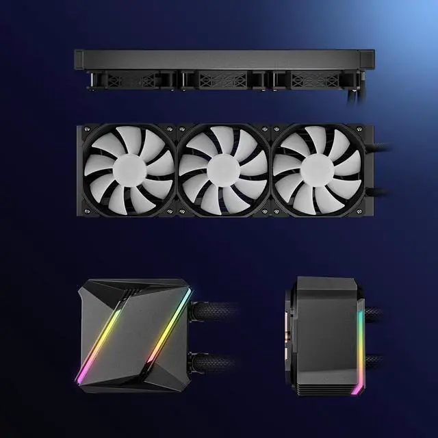 Alt view image 7 of 7 - D360 CPU Liquid Cooler with 360mm Radiator, Addressable RGB Lights, Pure Copper Pump, and AMD, AM5/ AM4,  LGA 1851/1700/1200 Brackets Ready - Black