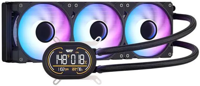 Main image of darkFlash DH360D V1.2 All-in-one Liquid CPU Cooler with Display, CPU Monitoring, ARGB Sync, PWM Fans 360mm AIO, High-Efficient CPU PC Cooler Radiator for Intel 1851/1700, AMD AM4/AM5 (Black)