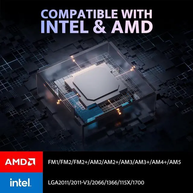 Alt view image 6 of 7 - darkFlash DH360D V1.2 All-in-one Liquid CPU Cooler with Display, CPU Monitoring, ARGB Sync, PWM Fans 360mm AIO, High-Efficient CPU PC Cooler Radiator for Intel 1851/1700, AMD AM4/AM5 (Black)