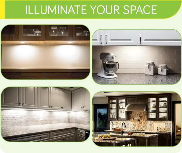 Alt view image 7 of 7 - Bookshelf Accent Lighting, Under Cabinet LED Puck Lights, 110V Direct Electric Wired & Wall Plugged in, Wireless Remote Dimmable, 12-Way Octopus Junction Box, 12 Lights, Warm White