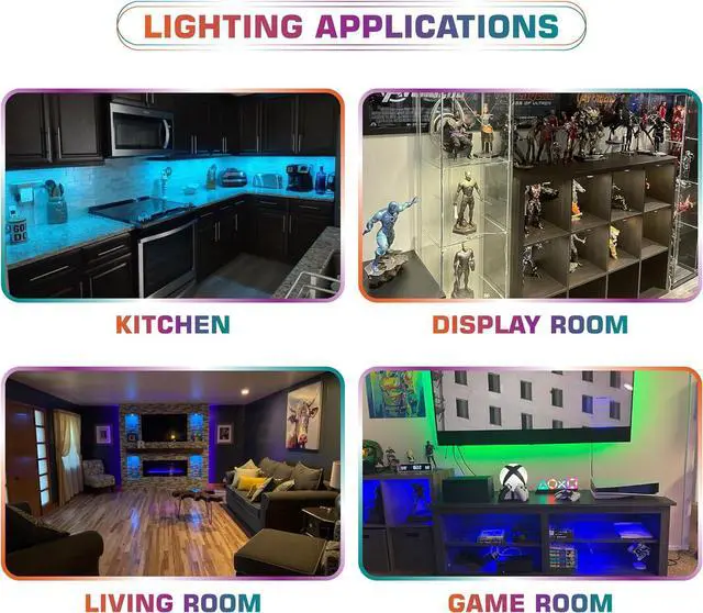 Alt view image 6 of 7 - RGBWW LED Closet Light, Hutch Bookshelf Showcase Display Lighting, Multi Color Chaneable & Warm White, Remote Dimmer, Daisy Chained Linkable Pucks, 120V Hard Wiring & Plug in, 12 Lights