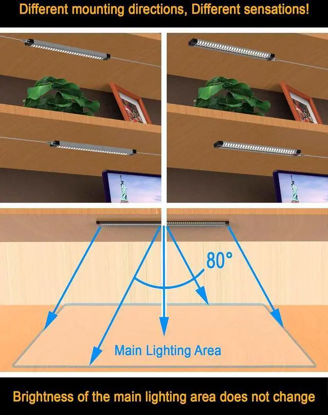 Alt view image 6 of 6 - LED Under Cabinet Lighting for Kitchen Built-in Adjustable Cable & Mid Input Jack Bookshelf Plug in Light bar 15 Pcs 6750 Lm 3000K Ultra Bright for Timer Smart Plug Alexa Google Assistant & Siri
