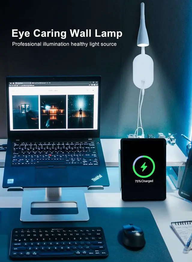 Alt view image 6 of 6 - LED Wall Mount Reading Light for Bed, Reading Lamp with USB Output 5 Brightness Levels Touch Control Book Lights, 4000K Bedside Lamp Flexible Gooseneck, 2 Easy Install Options