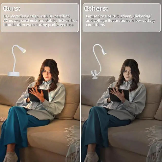 Alt view image 5 of 7 - White Headboard Reading Light, No Drilling Wall Mounted Reading Lights for Bedside, Book Light for Bedtime Reading, Buttonless Dimmable Reading Lamp, Movable Gooseneck Reading Sconces for Bedroom