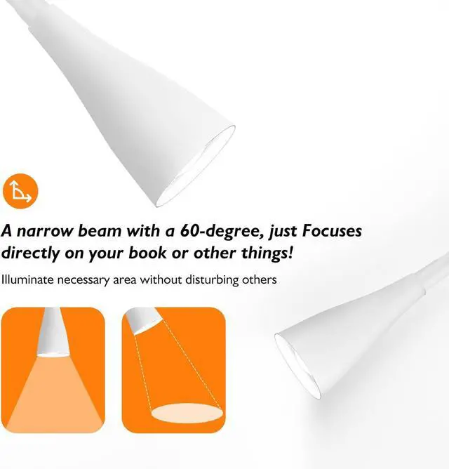 Alt view image 6 of 7 - LED Wall Mount Reading Light, Bedside Reading Lights with Touch Control, 5 Dimmable, USB Output, Night Light & Timers, Flexible Gooseneck Headboard Bed Lights Wall Sconce (White-2P)