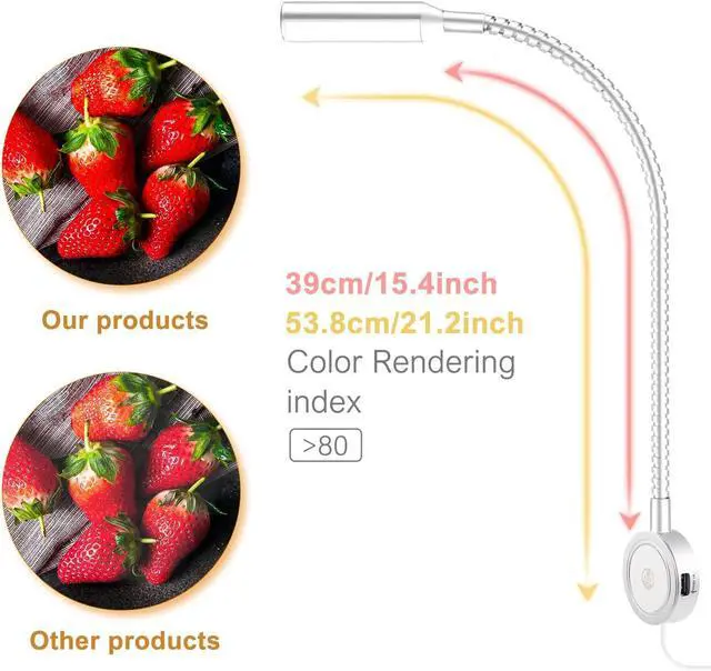 Alt view image 4 of 7 - Books Lights for Headboard, Bedside Wall Mounted Reading Lamp, Reading Light Touch to Adjust Color Temp (3000K/4000K/6000K) and Brightness, USB/Type-C Charging Ports, 20W Driver, ETL-Listed