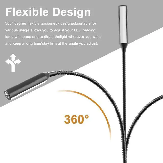 Alt view image 7 of 7 - Books Lights for Headboard, Bedside Wall Mounted Reading Lamp, Reading Light Touch to Adjust Color Temp (3000K/4000K/6000K) and Brightness, USB/Type-C Charging Ports, 20W Driver, ETL-Listed