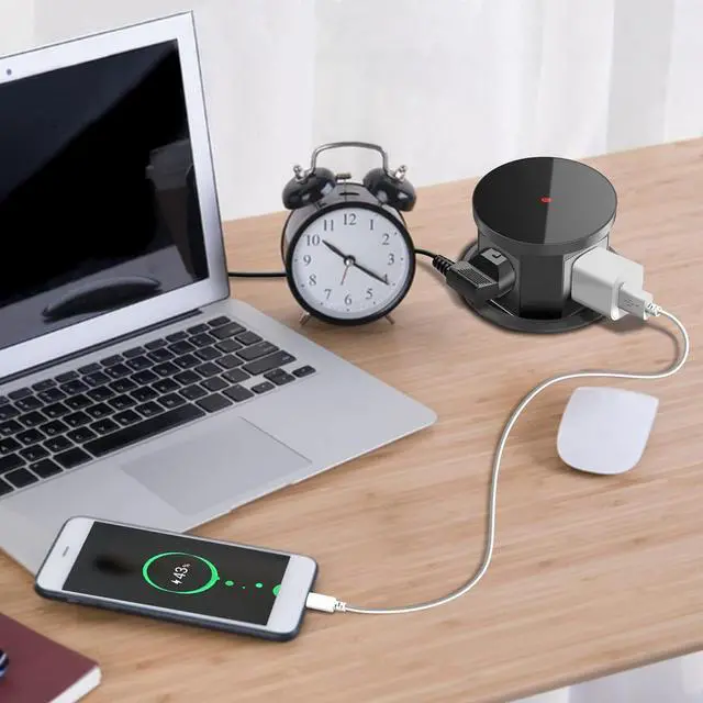 Alt view image 7 of 7 - Pop Up Outlet with 15W Wireless Charger, 4.33 inch Pop Up Outlet for Countertop, 3 AC Plug 1 USB-A 1 USB-C Hidden Outlet Pop Up Electrical Outlet for for Kitchen/Home/Office