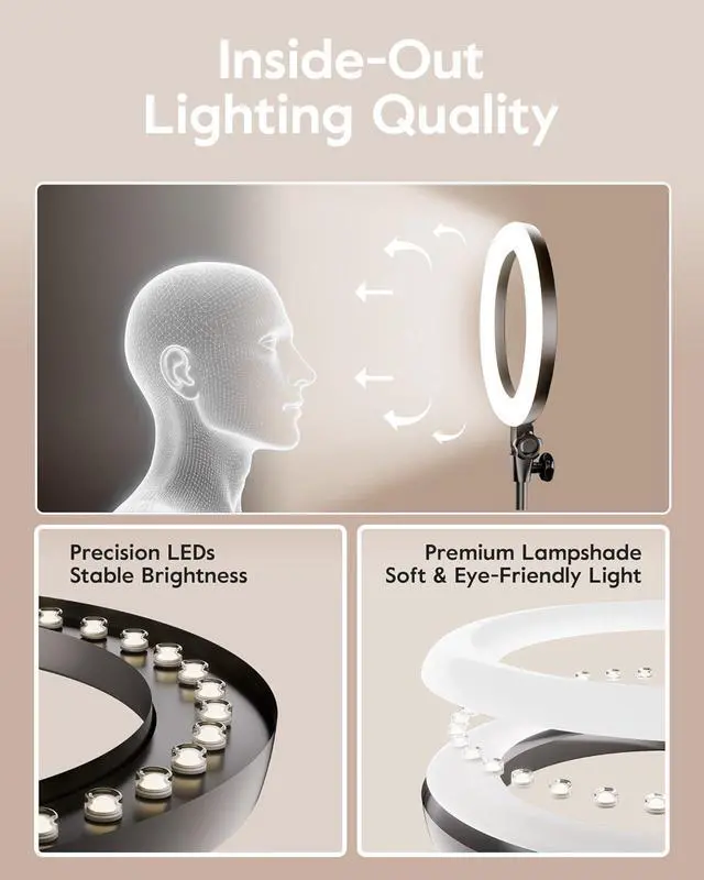 Alt view image 3 of 7 - Ring Light Overhead Camera Mount for Desk,  10.5" Ring Light with Stand for iPhone, Adjustable Overhead Tripod with Shooting Arm & Phone Holder for Video Recording, Content Creation, Cooking