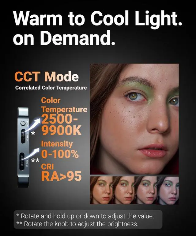 Alt view image 6 of 7 - RGB Video Camera Light, Flexible Arm, 6.5" Portable Ultra-Thin with Soft Diffuser for Photography, Video, Content Creation (Arm Combo)