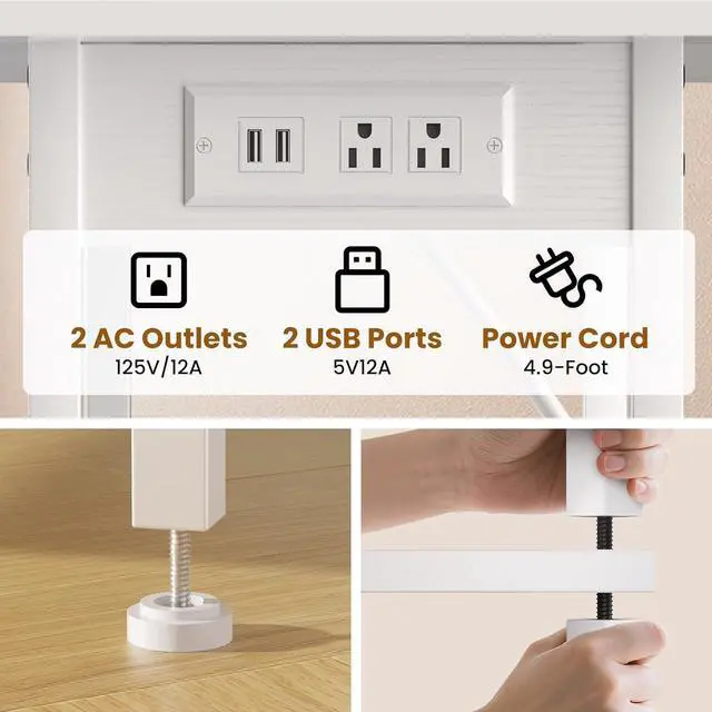 Alt view image 5 of 7 - Tall Side Table with Charging Station, Skinny End Table Nightstand with USB Ports and Outlets, 3 Tier Narrow Side Table with Storage for Bedroom, Living Room, Office, Nursery, White