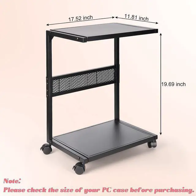 Alt view image 2 of 6 - PC Tower Stand 2-Tier CPU Stand with Locking Caster Wheels for Office & Home - Iron-Black