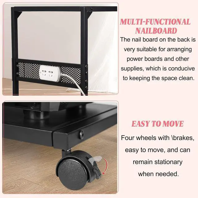 Alt view image 4 of 6 - PC Tower Stand 2-Tier CPU Stand with Locking Caster Wheels for Office & Home - Iron-Black