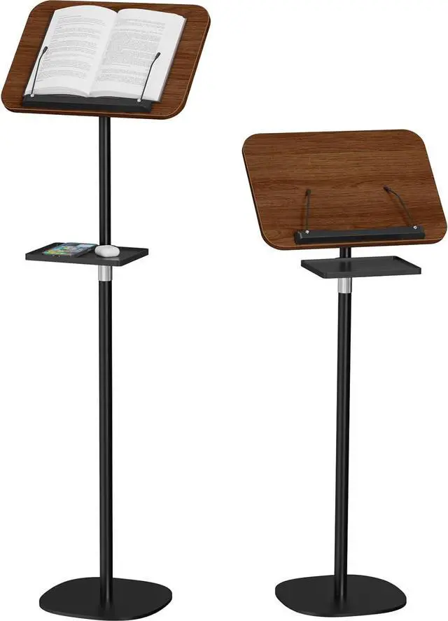 Main image of Floor Book Stand with Removable Tray, Wood Standing Book Stand for Reading, Height Adjustment 21"-51", Music Stand Cookbook Stand Textbook Stand Laptop Stand Book Holder for Display