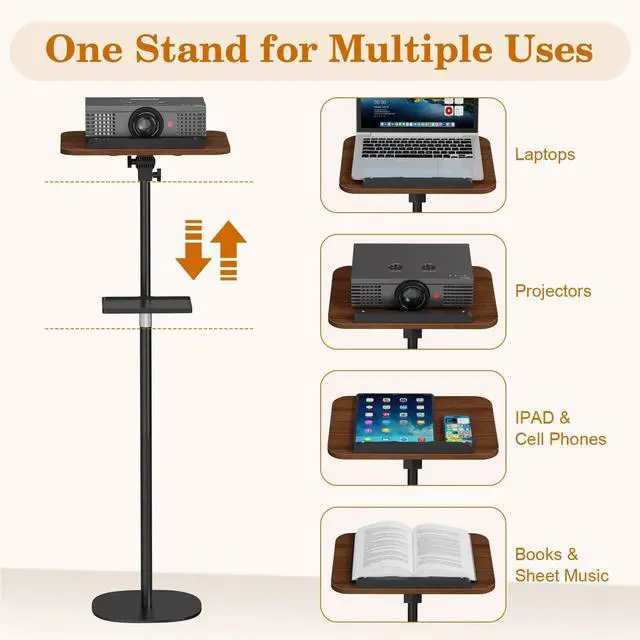 Alt view image 7 of 7 - Floor Book Stand with Removable Tray, Wood Standing Book Stand for Reading, Height Adjustment 21"-51", Music Stand Cookbook Stand Textbook Stand Laptop Stand Book Holder for Display