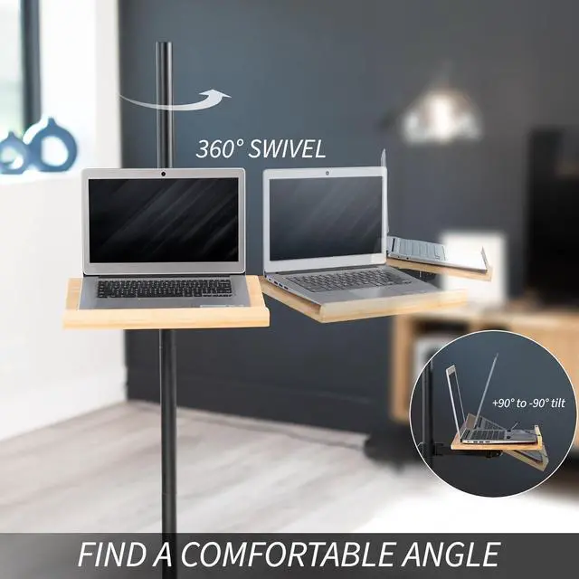 Alt view image 4 of 7 - Mobile 16 inch Mobile Podium Reading Stand, Portable Rolling Book Holder, Real Bamboo Surfaces and Black Pole, CART-BK01B