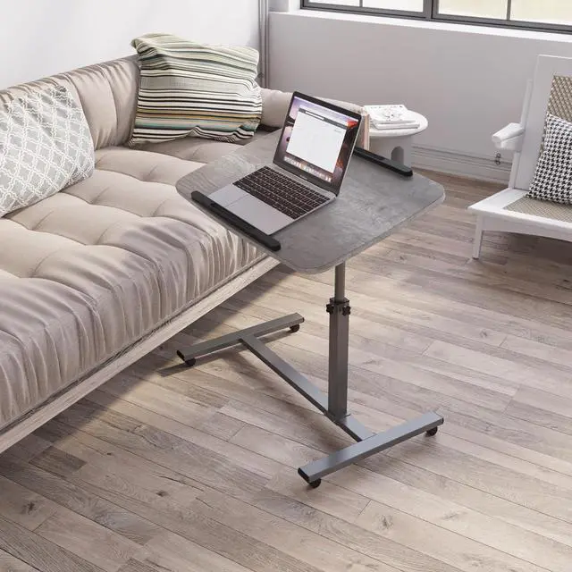Alt view image 2 of 7 - Laptop Table Mobile Adjustable Height Portable Desk Notebook Swivel PC Computer Rolling Desk with Wheels Laptop Stand for Couch Bedside Hospital Bed Table