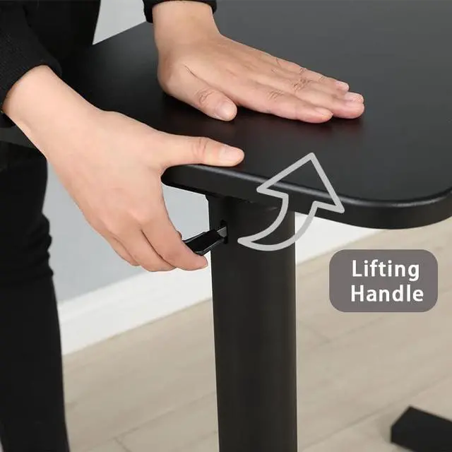 Alt view image 6 of 7 - Mobile Standing Desk 90° Tilt Table Height Adjustable Storable Overbed Table 30 Inch Rolling Laptop Desk with Gas Spring Riser and Wheels for Home Office Medical School