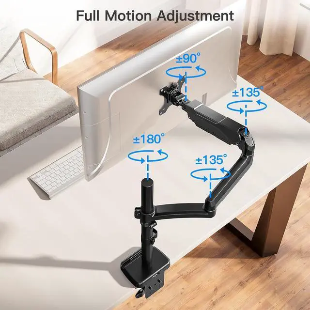 Alt view image 7 of 7 - Long Arm Monitor Mount, 13 to 32 inch Computer Desk Mount, Extra Long Adjustable Stand, Hold up to 19.8lbs, Tall Arm with Tilt, Swivel, Rotation, VESA 75/100mm