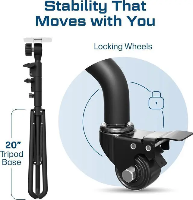 Alt view image 4 of 7 - Projector Stand Tripod Laptop Tripod with Wheels & Adjustae Height Portae Podium Stand with Phone Holder Projector Holder for Home, Office, School & DJ Matte ack