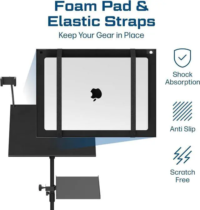 Alt view image 6 of 7 - Projector Stand Tripod Laptop Tripod with Wheels & Adjustae Height Portae Podium Stand with Phone Holder Projector Holder for Home, Office, School & DJ Matte ack