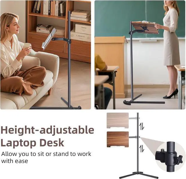 Alt view image 2 of 7 - Laptop Stand for Couch, Height Adjustable Laptop Tray Tablet Book Stand for Reading in Bed, Compatible with Ipad Pro 12.9 Inch, Surface Laptop, Ipad Air, iPad mini,MacBook Pro/Air