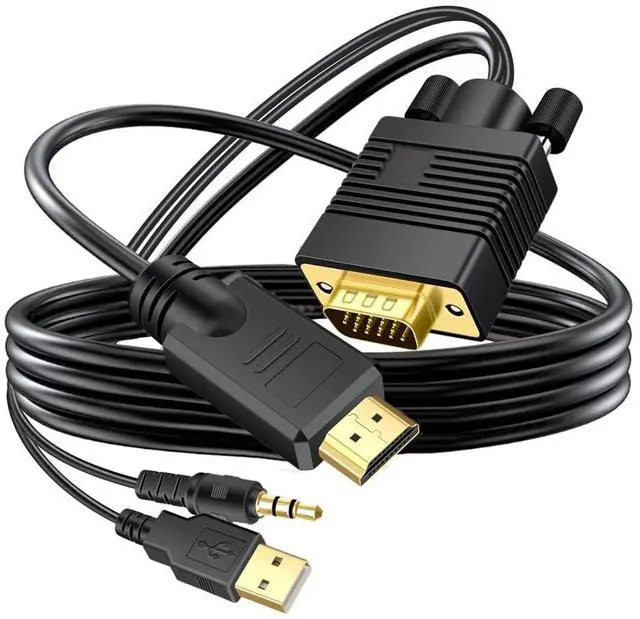 Alt view image 2 of 6 - VGA (Sources) to HDMI(Display) Cable 50ft with Audio, VGA to HDMI Adapter Converter Cable Compatible Well Witch Computer/Projector/Laptop to Monitor/TV/Desktop.