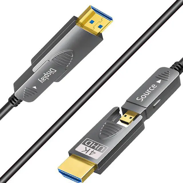 Main image of 20ft 4K HDMI Cable, Fiber Optic HDMI Cable, Micro HDMI to HDMI, Detachable Type A to D, D to D, 18Gbps Ultra Speed, Slim Flexible, Long Extended, for Projector TV Xbox PS