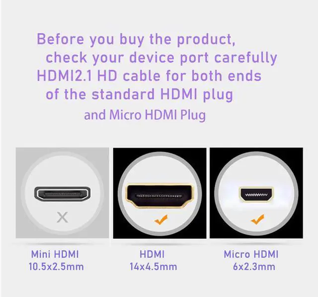Alt view image 4 of 7 - 20ft 4K HDMI Cable, Fiber Optic HDMI Cable, Micro HDMI to HDMI, Detachable Type A to D, D to D, 18Gbps Ultra Speed, Slim Flexible, Long Extended, for Projector TV Xbox PS