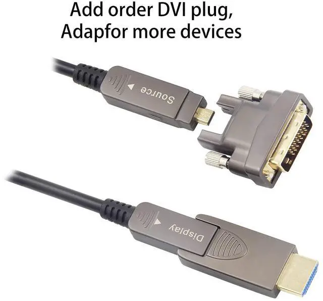 Alt view image 6 of 7 - 20ft 4K HDMI Cable, Fiber Optic HDMI Cable, Micro HDMI to HDMI, Detachable Type A to D, D to D, 18Gbps Ultra Speed, Slim Flexible, Long Extended, for Projector TV Xbox PS