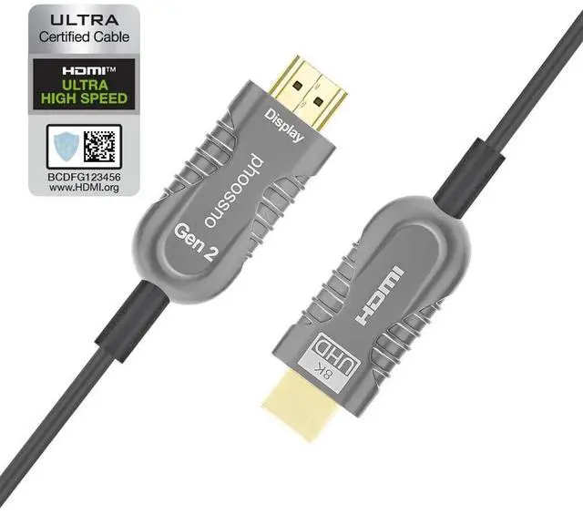 Alt view image 2 of 6 - Certified 8K HDMI 2.1 Fiber Optical Cable,10K Ultra High Speed HDMI 33ft 48Gbps 4K 120Hz 8K 120Hz 10K 120Hz, eARC Dolby Vision Atmos HDR10 RTX 3080/3090 4090 PS5 Xbox Sony LG C9/B9
