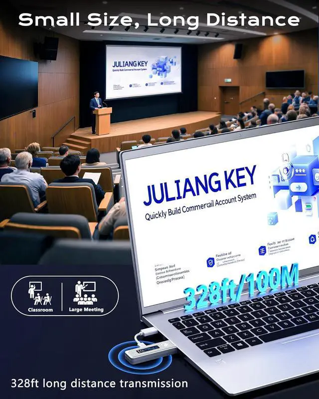 Alt view image 5 of 7 - Wireless HDMI Transmitter and Receiver 4K Decode & 1080P@60Hz Ultra HD Output, 328Ft/100M Wireless HDMI Extender, 2.4G+5G Plug & Play for Streaming Video and Audio to Monitor from PC/TV Box/Projector