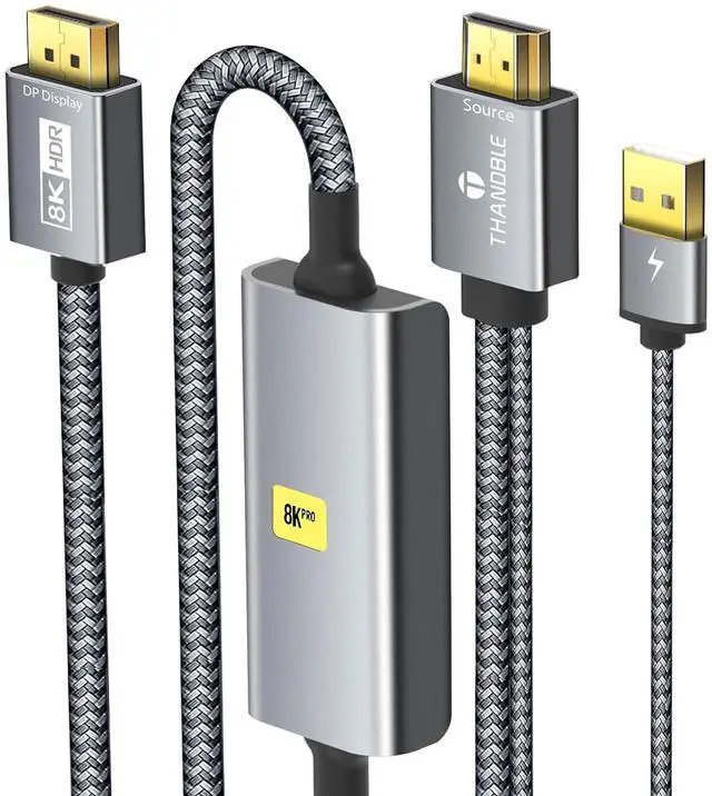 Main image of 8K HDMI to DisplayPort Cable 6 FT (4K@120Hz,2K@144Hz) Uni-Directional HDMI to Display Port Adapter Active Source to DP (Monitor) Cord Compatible PC, Graphics Card, Laptops, PS5