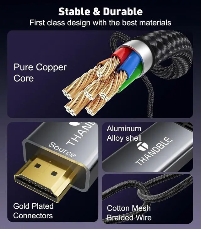 Alt view image 7 of 7 - 8K HDMI to DisplayPort Cable 6 FT (4K@120Hz,2K@144Hz) Uni-Directional HDMI to Display Port Adapter Active Source to DP (Monitor) Cord Compatible PC, Graphics Card, Laptops, PS5