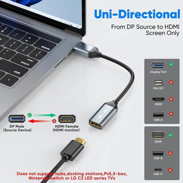 Alt view image 5 of 7 - DisplayPort to HDMI Adapter 5-Pack, 4K@60Hz DP (Male) to HDMI (Female) Converter, Uni-Directiona for PC, Laptop, Monitor, Projector